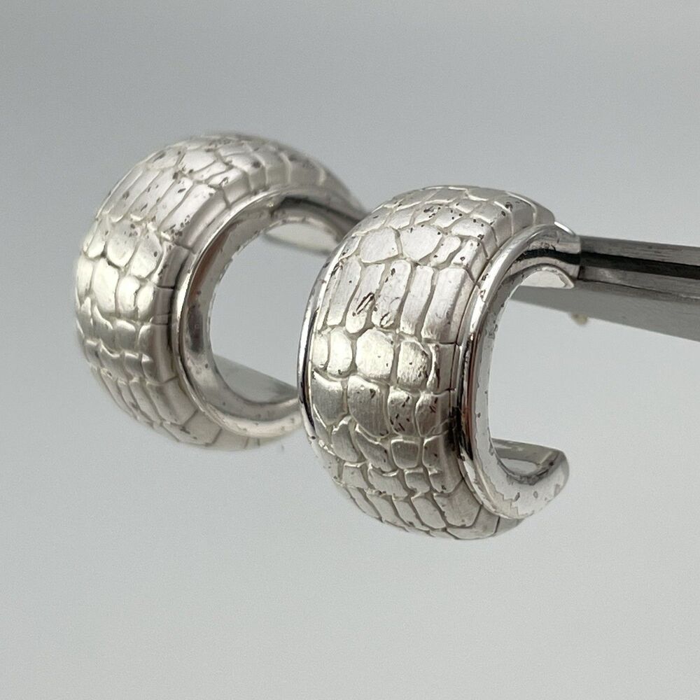 Lauren Ralph Lauren Silver Tone Huggie Hoop Earrings Post Setting No Backs